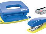 LEITZ Locher und Heftgeräte Set blau/gelb