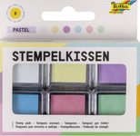 folia Stempelkissen 6x 2,4 x 2,4 cm weiß, hellgelb, flieder, hellblau, rosa, hellgün