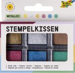 folia Stempelkissen 6x 2,4 x 2,4 cm gold, silber, kupfer, rot, blau, grün