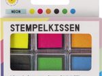 folia Stempelkissen 6x 2,4 x 2,4 cm gelb, pink, orange, schwarz, grün, blau