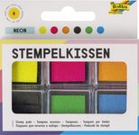 folia Stempelkissen 6x 2,4 x 2,4 cm gelb, pink, orange, schwarz, grün, blau