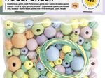 folia Perlen-Set aus Holz pastell