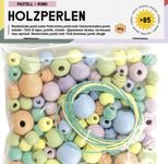 folia Perlen-Set aus Holz pastell