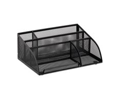 relaxdays Schreibtisch-Organizer 5 Fächer, Metall schwarz