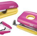 Rapid Locher und Heftgeräte Set pink/gelb