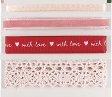 folia Geschenkbänder Rosy Love rot/weiß