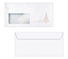 SIGEL Weihnachtsbriefumschläge Golden Tree DIN lang mit Fenster nassklebend
