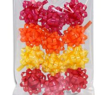 PRÄSENT Geschenk-Schleifen 10 mm x 0.95 m rot/gelb/orange/pink