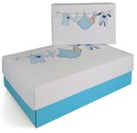 BUNTBOX Geschenkboxen-Set Geburt Junge Set M&L 1,1/3,6 l - 17,0/26,6 x 11,0/17,2 x 6,0/7,8 cm weiß/blau