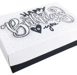 BUNTBOX Geschenkboxen-Set Geburtstag L  3,6 l - 26,6 x 17,2 x 7,8 cm weiß, blau, schwarz