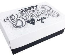 BUNTBOX Geschenkboxen-Set Geburtstag L  3,6 l - 26,6 x 17,2 x 7,8 cm weiß, blau, schwarz