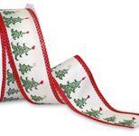 PRÄSENT Geschenkbänder 40 mm x 20 m weiß/grün/rot