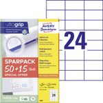 AVERY Zweckform Etiketten 6605 weiß 70,0 x 37,0 mm