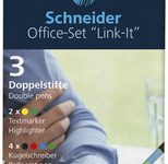 Schneider Schreibset Link-It Office 4 Link-It Slider: schwarz, rot, blau, grün 2 Link-It Highlighter: gelb,grün