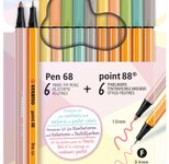 STABILO Schreibset Pen 68/point 88 PASTELlove eukalyptus, hellgelb, hellorange, pistazie, rouge, warmgrau