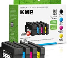 KMP Druckerpatronen H166VX schwarz, cyan, magenta, gelb kompatibel zu HP 953XL (3HZ52AE), 4er-Set