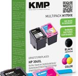 KMP Druckerpatronen H175VX schwarz pigmentiert, color kompatibel zu HP 304XL (N9K08AE/N9K07AE), 2er-Set