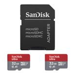 SanDisk Ultra microSDHC Speicherkarten 32GB - 2 Pack + SD Adapter