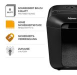 Fellowes Powershred LX41 Aktenvernichter mit Partikelschnitt bis 8 Blatt schwarz