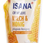 ISANA Flüssigseife Nachfüllpackung Milch & Goldener Honig 0,5 l