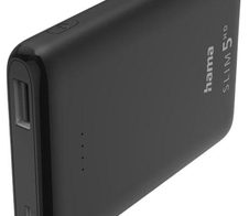 hama SLIM 5HD Powerbank 5.000 mAh schwarz
