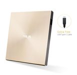 Asus ZenDrive U9M USB-C externer Ultra SLIM DVD Brenner (inkl. USB-C Kabel, Brennsoftware & Nero Backup App), für Apple MacBooks und Windows PCs/Notebooks, USB 2.0, gold