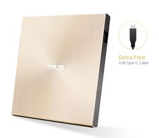 Asus ZenDrive U9M USB-C externer Ultra SLIM DVD Brenner (inkl. USB-C Kabel, Brennsoftware & Nero Backup App), für Apple MacBooks und Windows PCs/Notebooks, USB 2.0, gold