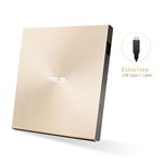 Asus ZenDrive U9M USB-C externer Ultra SLIM DVD Brenner (inkl. USB-C Kabel, Brennsoftware & Nero Backup App), für Apple MacBooks und Windows PCs/Notebooks, USB 2.0, gold
