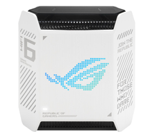 ASUS ROG Rapture GT6 AX10000 1er Pack Tri-Band Gaming Mesh WiFi System kombinierbarer Router (Tethering als 4G und 5G Router-Ersatz, WiFi 6, bis zu 270qm Abdeckung, 2,5G Port, 160 MHz-Kanäle, AIMesh) weiss