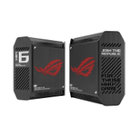 ASUS ROG Rapture GT6 AX10000 2er Set Tri-Band Gaming Mesh WiFi System kombinierbarer Router (Tethering als 4G und 5G Router-Ersatz, WiFi 6, bis zu 538qm Abdeckung, 6+ Zimmer, 2,5G Port, 160 MHz-Kanäle, AIMesh) schwarz
