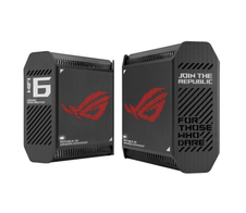 ASUS ROG Rapture GT6 AX10000 2er Set Tri-Band Gaming Mesh WiFi System kombinierbarer Router (Tethering als 4G und 5G Router-Ersatz, WiFi 6, bis zu 538qm Abdeckung, 6+ Zimmer, 2,5G Port, 160 MHz-Kanäle, AIMesh) schwarz