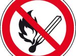 SafetyMarking® Verbotsaufkleber Keine offene Flamme, Feuer, offene Zündquelle und Rauchen verboten 10 cm