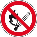 SafetyMarking® Verbotsaufkleber Keine offene Flamme, Feuer, offene Zündquelle und Rauchen verboten 10 cm
