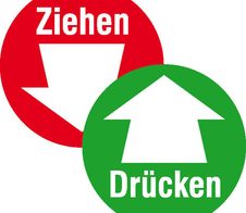 SafetyMarking® Hinweisaufkleber Drücken/Ziehen mit Pfeil 10 cm