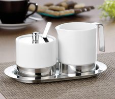 Esmeyer ADAM Milch- und Zucker-Set Sahnegießer: 0,25 l weiß/silber