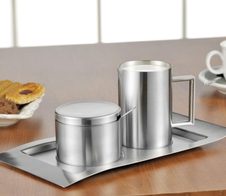 Esmeyer WAVE Milch- und Zucker-Set Milchkännchen: 0,25 l silber