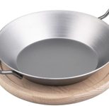 chg Servierpfanne mit Holzuntersetzer ca. 0,6 l silber