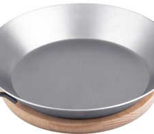 chg Servierpfanne mit Holzuntersetzer ca. 1,2 l silber