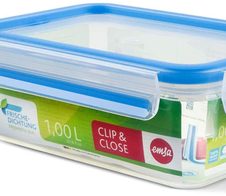 emsa Frischhaltedose CLIP & CLOSE 7 cm hoch 1,0 l transparent, blau