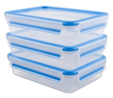 emsa Frischhaltedosen CLIP & CLOSE 5.8 cm hoch 3x 1,2 l transparent, blau