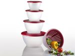 WESTMARK Olympia Schüssel-Set 0,6/1,3/4,4 l transparent/rot