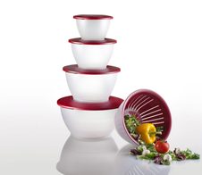 WESTMARK Olympia Schüssel-Set 0,6/1,3/4,4 l transparent/rot