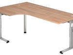 HAMMERBACHER VOS82/N/S höhenverstellbarer Schreibtisch 65 - 85 cm nussbaum / silber