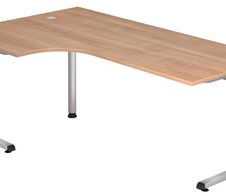 HAMMERBACHER VOS82/N/S höhenverstellbarer Schreibtisch 65 - 85 cm nussbaum / silber