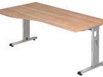 HAMMERBACHER VOS18/N/S höhenverstellbarer Schreibtisch 65 - 85 cm nussbaum / silber