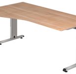 HAMMERBACHER VOS18/N/S höhenverstellbarer Schreibtisch 65 - 85 cm nussbaum / silber