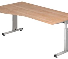 HAMMERBACHER VOS18/N/S höhenverstellbarer Schreibtisch 65 - 85 cm nussbaum / silber