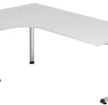 HAMMERBACHER VOS82/W/S höhenverstellbarer Schreibtisch 65 - 85 cm weiß / silber