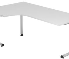 HAMMERBACHER VOS82/W/S höhenverstellbarer Schreibtisch 65 - 85 cm weiß / silber