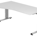 HAMMERBACHER VOS18/W/S höhenverstellbarer Schreibtisch 65 - 85 cm weiß / silber